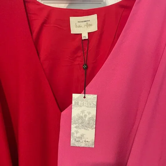 Tuckernuck Scarlet and Hot Pink Madame G Caftan XL - Picture 5 of 9